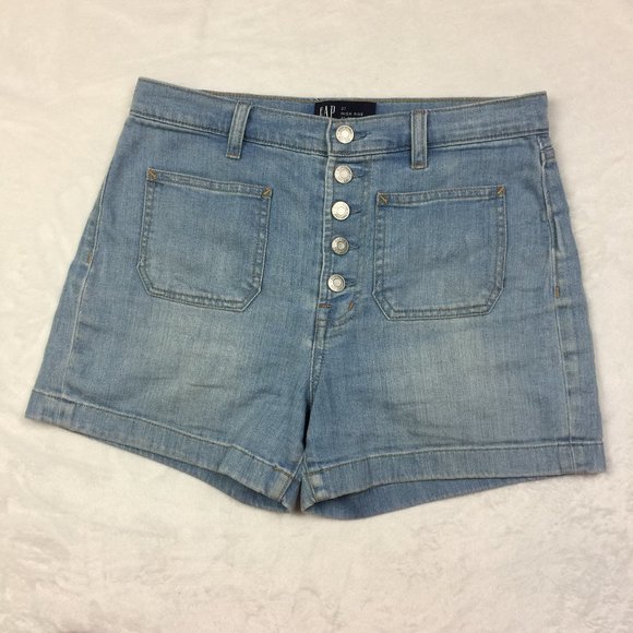 GAP Pants - Gap High-Rise Shorts Button Fly Thin Denim